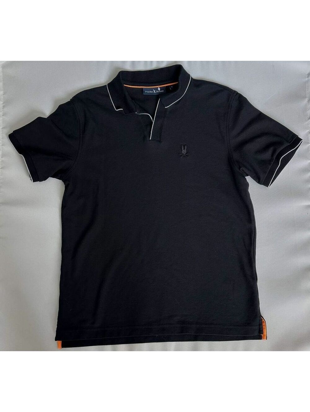 Psycho Bunny Polo 5M Black Pima Cotton White Trim Made in Peru NWOT